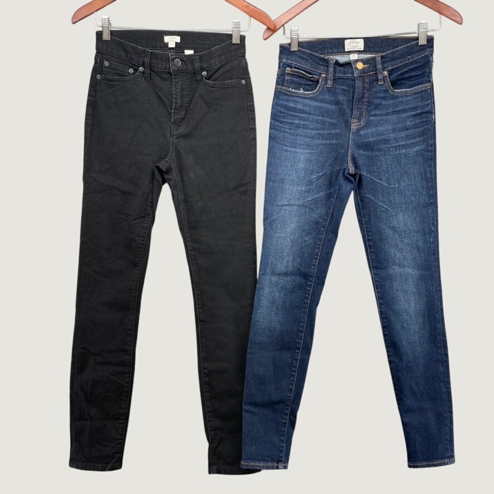 J.Crew Skinny Jeans Womens 26 2 Bundle‎ Black Blue Lookout High Rise Denim